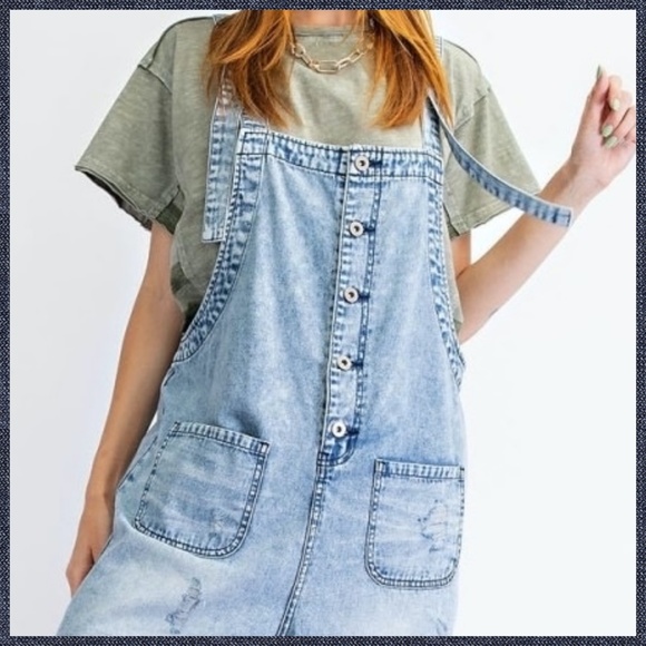 easel Jeans Easel Moment To Remember Denim Short Overalls Poshmark